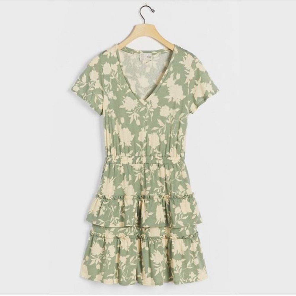 Anthropologie , Saturday Sunday green and white floral dress